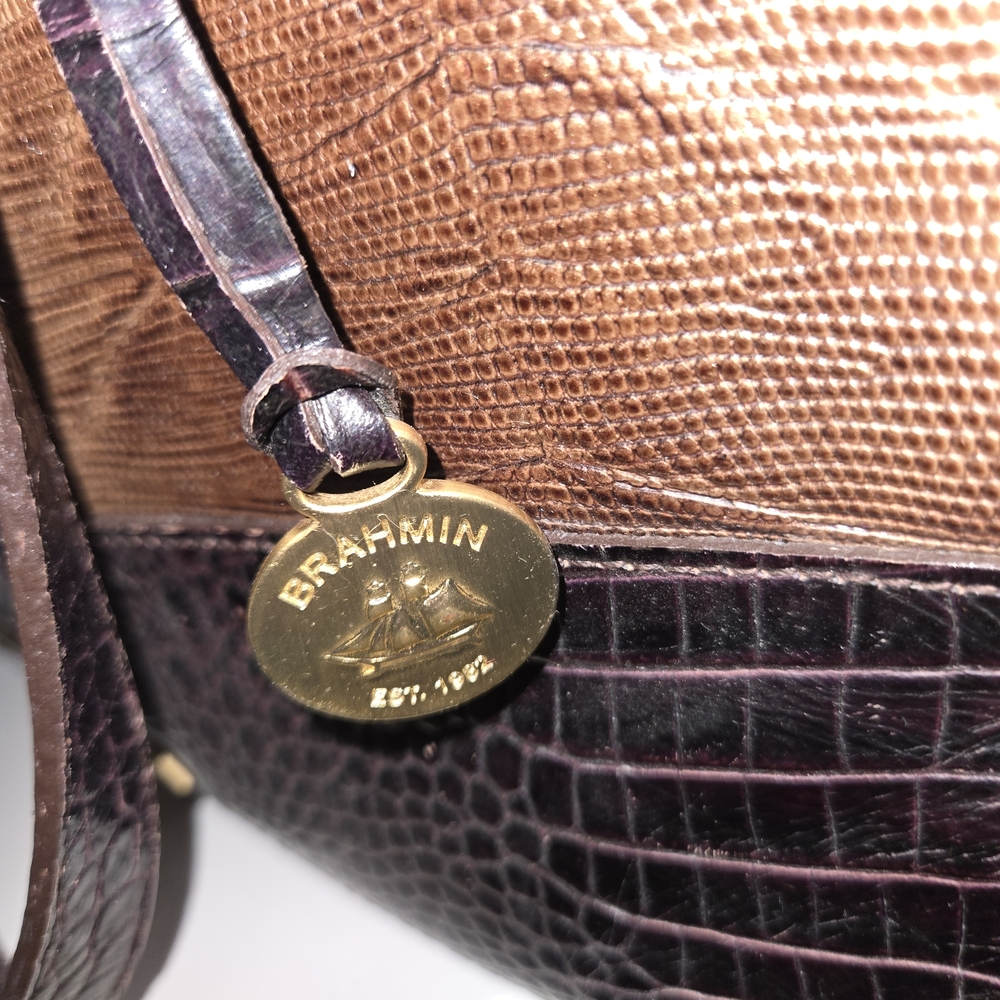 Brahmin Metallic and Dark Brown Tote Bag - Picture 4 of 16